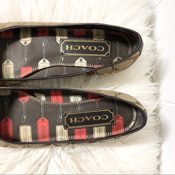Coach Tan and Brown Logo Ballet Flats - Picture 4 of 10